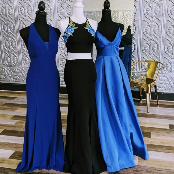 NWT - Royal Blue Mermaid Halter Dress - Picture 2 of 2